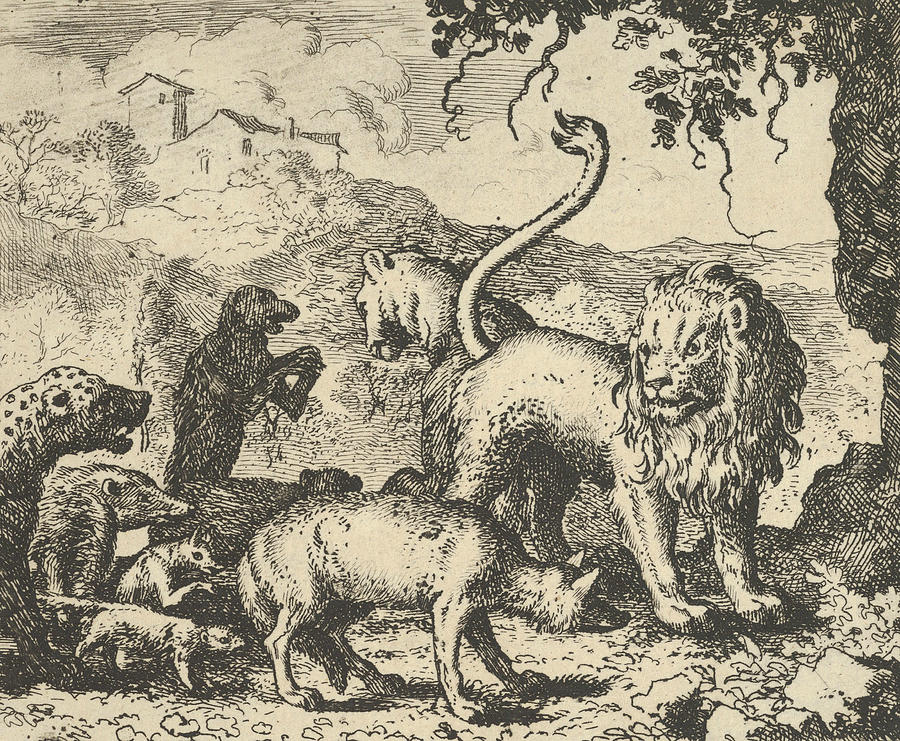 Renard is Accused by the Wolf and Several Animals Relief by Allaert van Everdingen