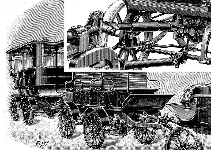 Renards Automobile Train, Showing Drawing by Print Collector