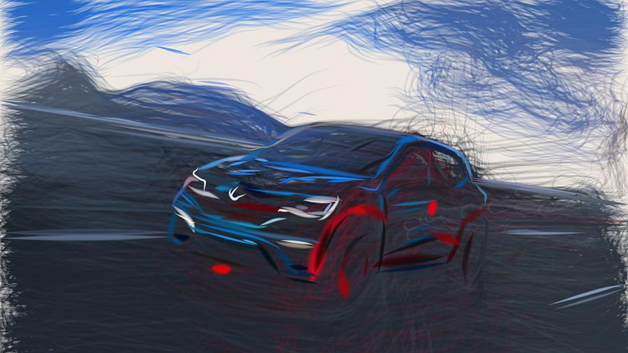Renault Kwid Racer Draw Digital Art by CarsToon Concept