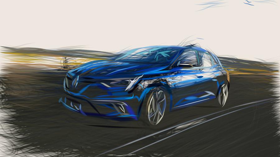 Renault Megane GT Draw Digital Art by CarsToon Concept