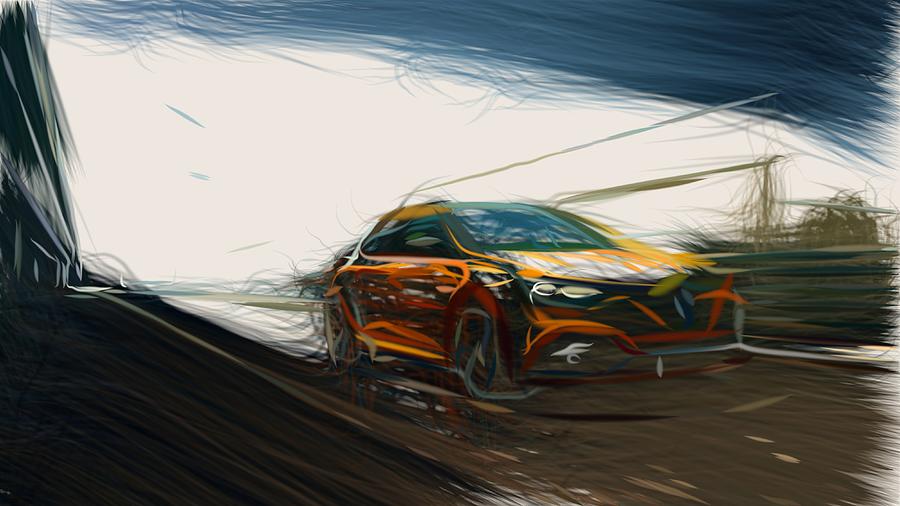 Renault Megane RS Drawing Digital Art by CarsToon Concept