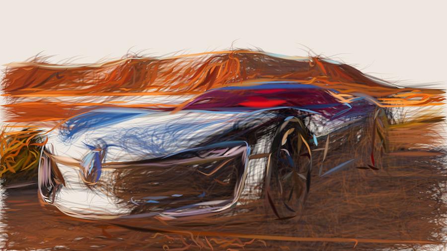 Renault Trezor Draw Digital Art by CarsToon Concept