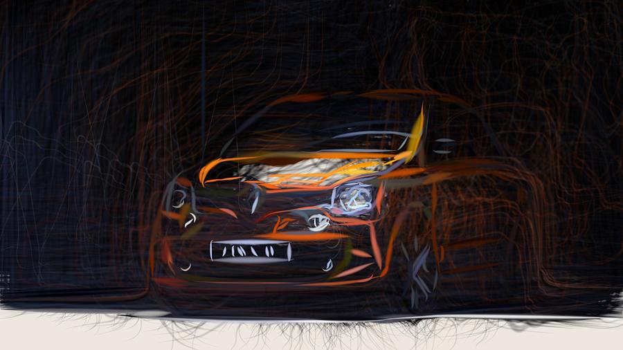 Renault Twingo GT Drawing Digital Art by CarsToon Concept