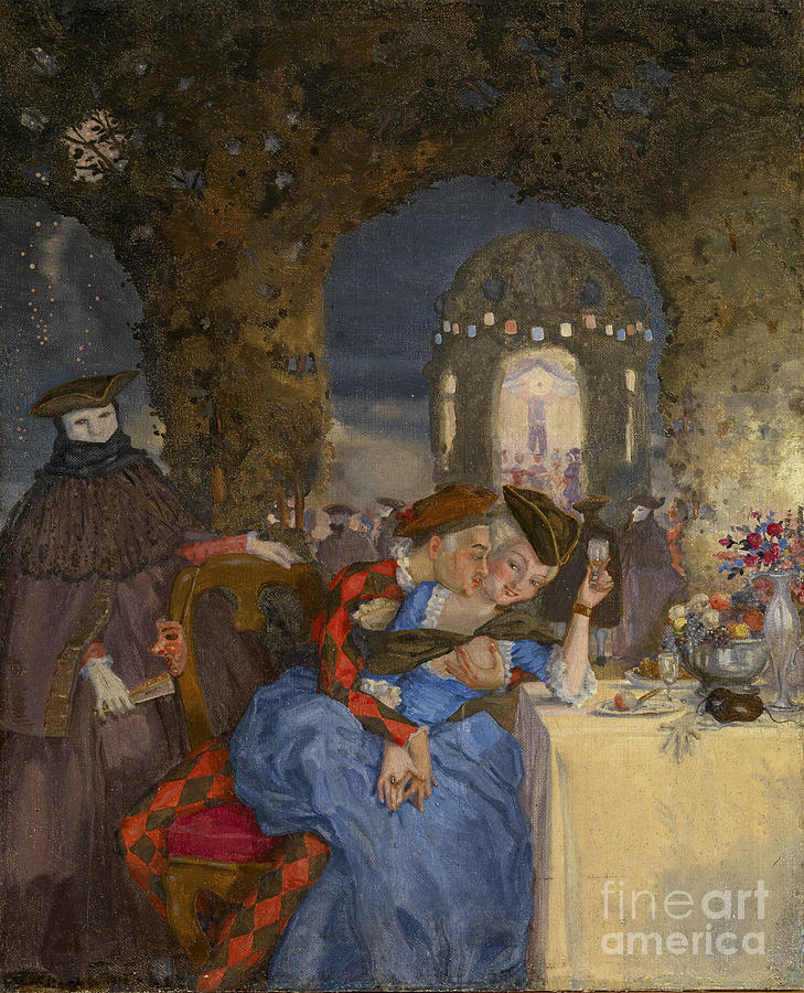 Rendezvous, C. 1918. Artist Somov Drawing by Heritage Images