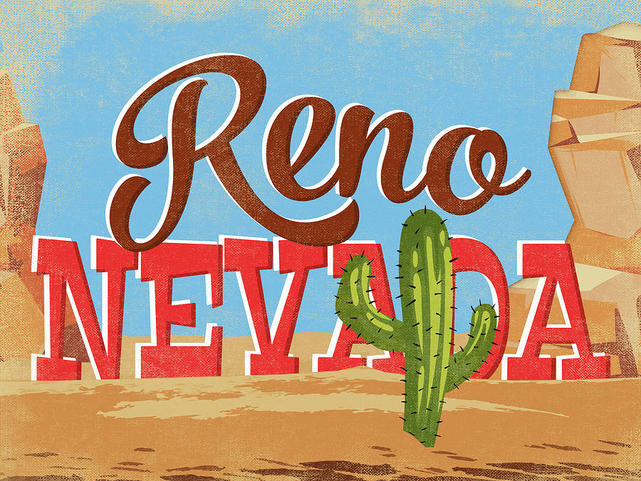 Reno Nevada Cartoon Desert Digital Art by Flo Karp Fine Art America