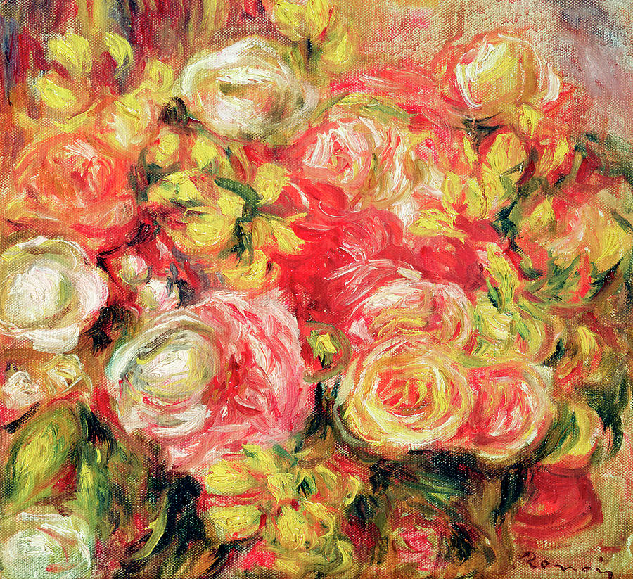 Pierre Auguste Renoir Mixed Media - Renoir-roses by Portfolio Arts Group