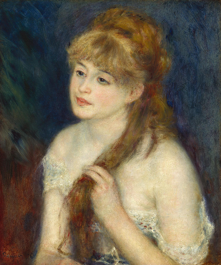 Young Woman Braiding Her Hair, 1876 Painting by Auguste Renoir