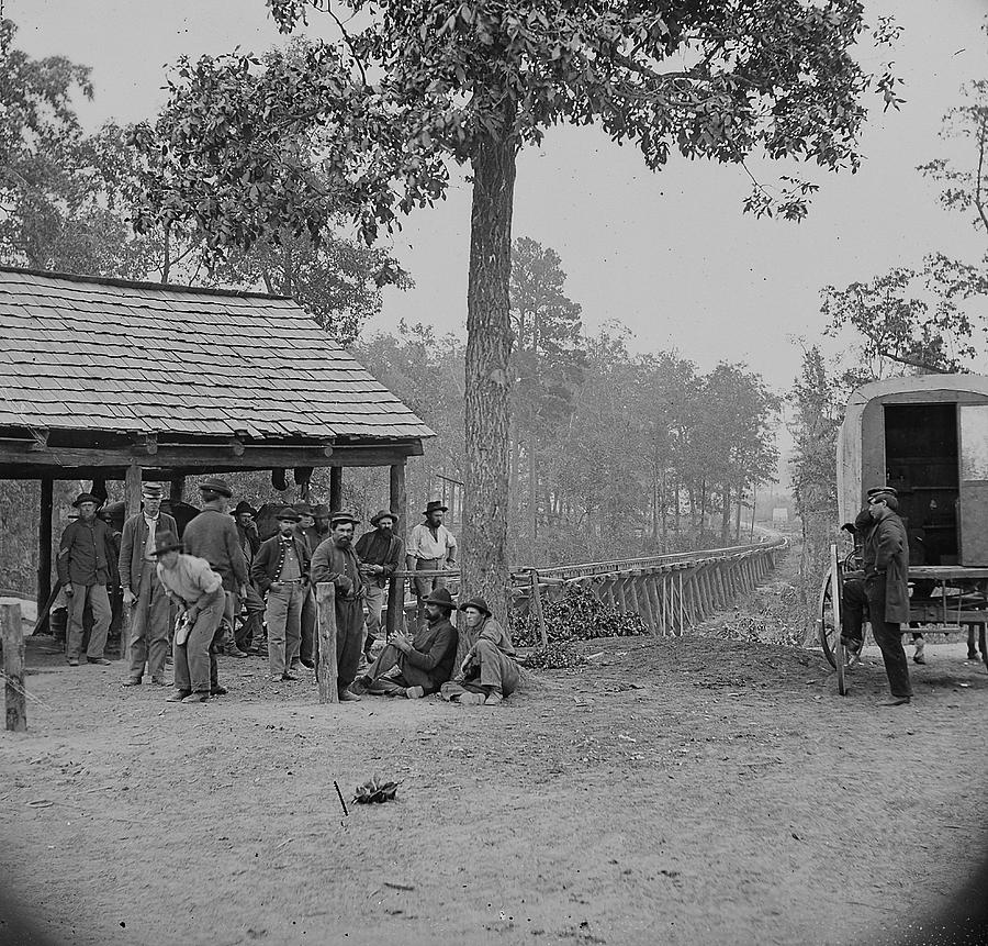 Repairing Trestle On Railroad At City Point Painting By Matthew Brady 