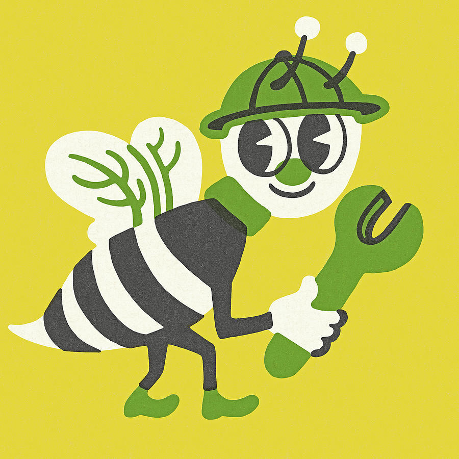 Vintage Drawing - Repairman Bee by CSA Images