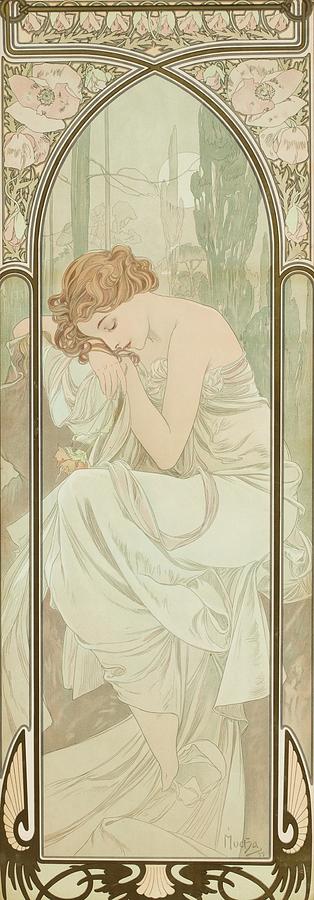 Repos De La Nuit Painting by Alphonse Mucha Repos De La Nuit Painting by Alphonse Mucha