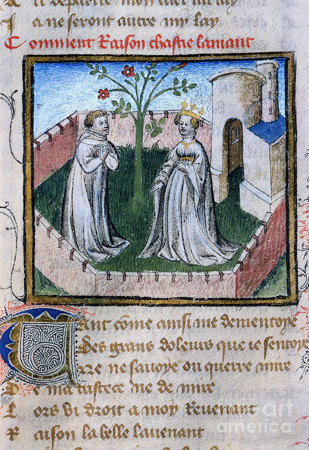 Representation Of A Couple Of Lovers Near A Rose, Miniature In 'roman ...