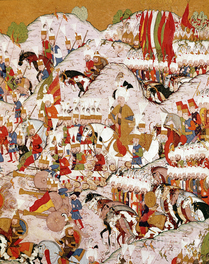 Representation Of The Battle Of Mohacs In 1526 Between The Hungarians And The Ottomans Of Soliman The Magnificent Painting by Ottoman School