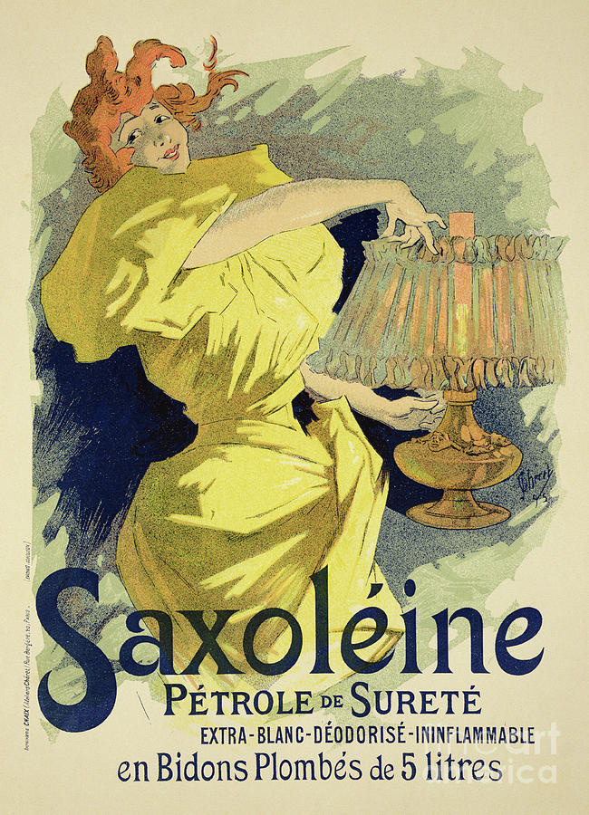 Reproduction Of A Poster Advertising Saxoleine, Safe Parrafin Oil, 1896 Painting by Jules Cheret