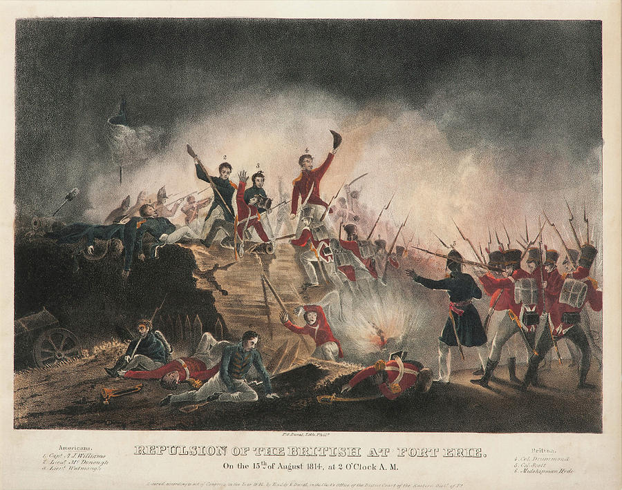 Repulsion of the British at Fort Erie Painting by James Queen