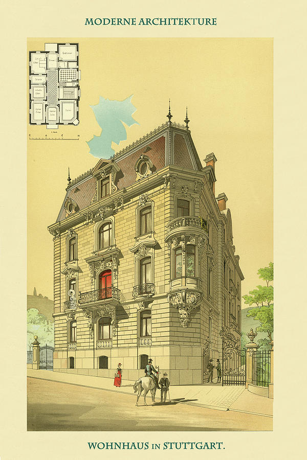 Architecture Painting - Residence in Stuttgart by Lambert & Stahl