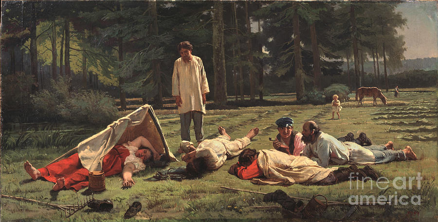 Rest At The Hay Harvest, 1887. Artist Drawing by Heritage Images