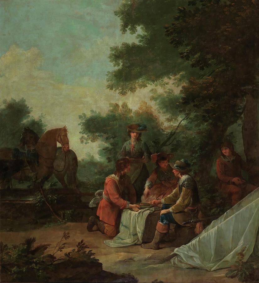 Rest of soldiers. Second half of the XVIII century. Oil on canvas. Painting by Antonio Gonzalez Velazquez -1723-1794- Rest of soldiers. Second half of the XVIII century. Oil on canvas. Painting by Antonio Gonzalez Velazquez -1723-1794-
