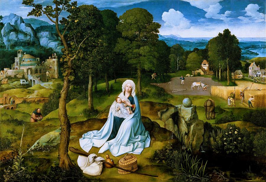Jesus Christ Painting - Rest on the Flight into Egypt - Digital Remastered Edition by Joachim Patinir