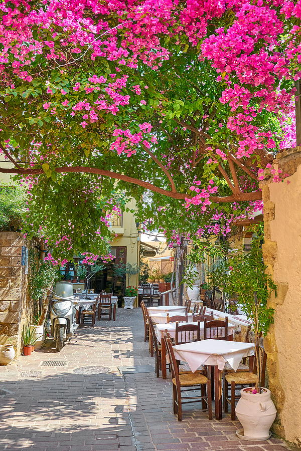 Greek Photograph - Restaurant At Chania Old Town by Jan Wlodarczyk
