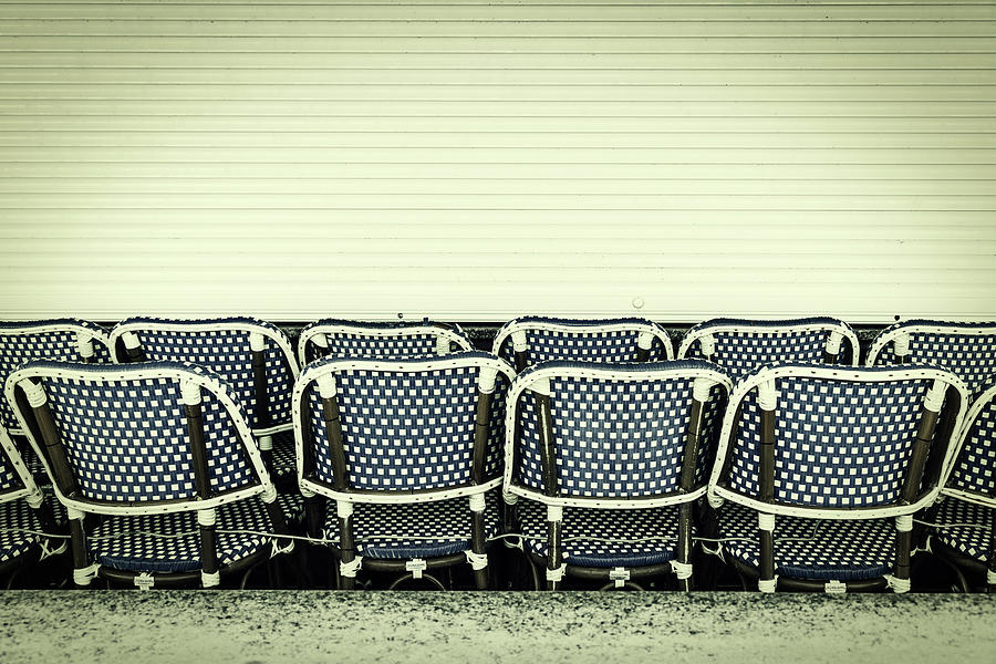 Restaurant Chairs Lined Up Digital Art by Laura Diez