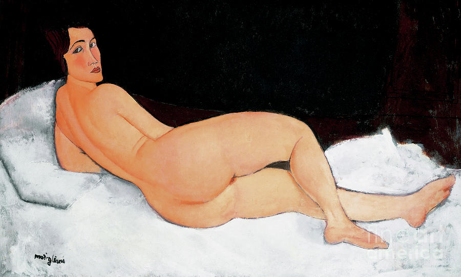 Resting Nude, On the Left Side, 1917 Painting by Amedeo Modigliani