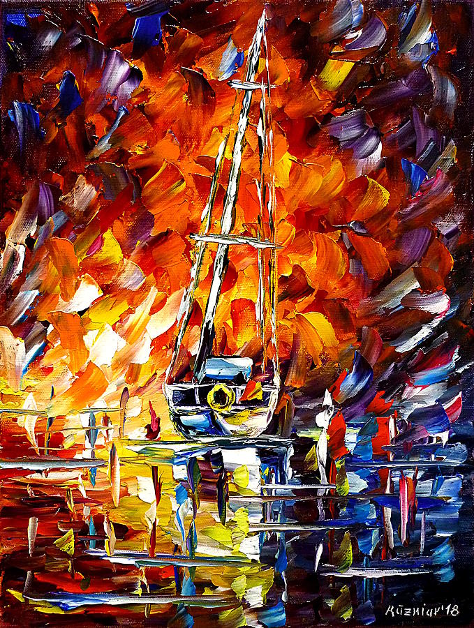 Resting Sailboat Painting by Mirek Kuzniar