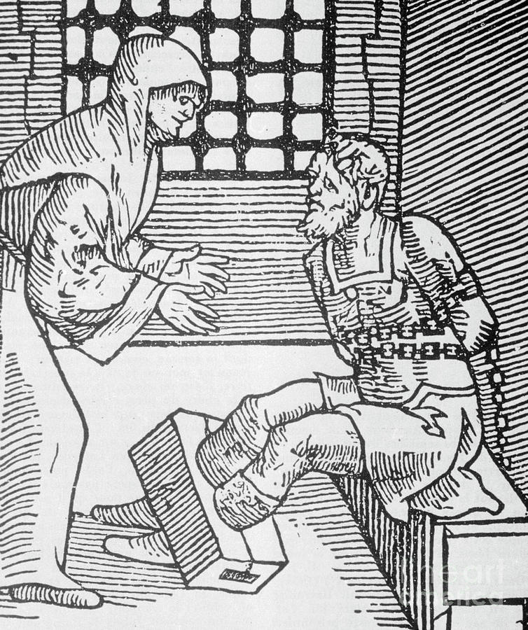 Dungeon Photograph - Restrained Prisoner Being Visited by Bettmann