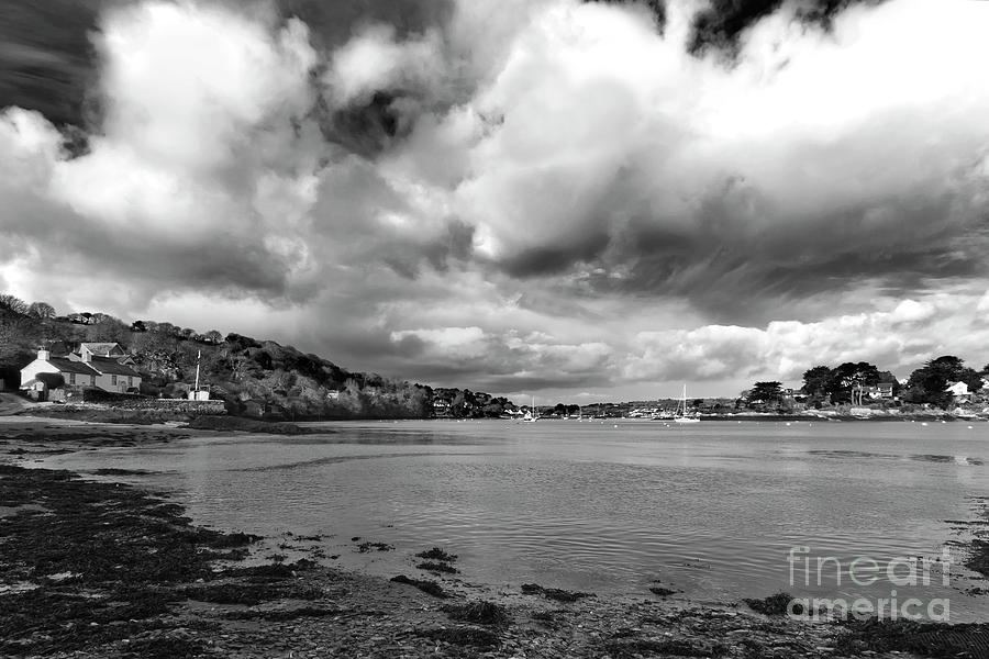 Black And White Photograph - Restronguet Weir in Monochrome by Terri Waters