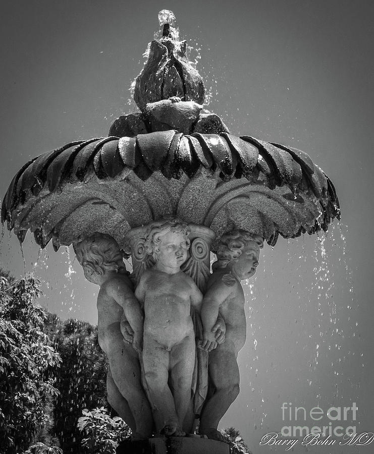 Retiro park fountain Photograph by Barry Bohn