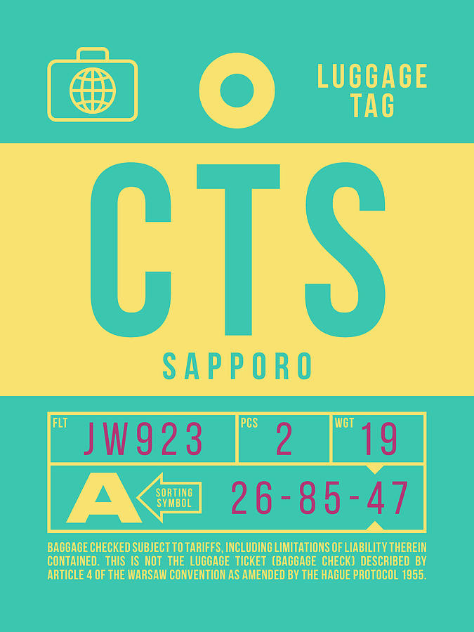 Airline Digital Art - Retro Airline Luggage Tag 2.0 - Cts Sapporo Japan by Ivan Krpan Airline Digital Art - Retro Airline Luggage Tag 2.0 - Cts Sapporo Japan by Ivan Krpan