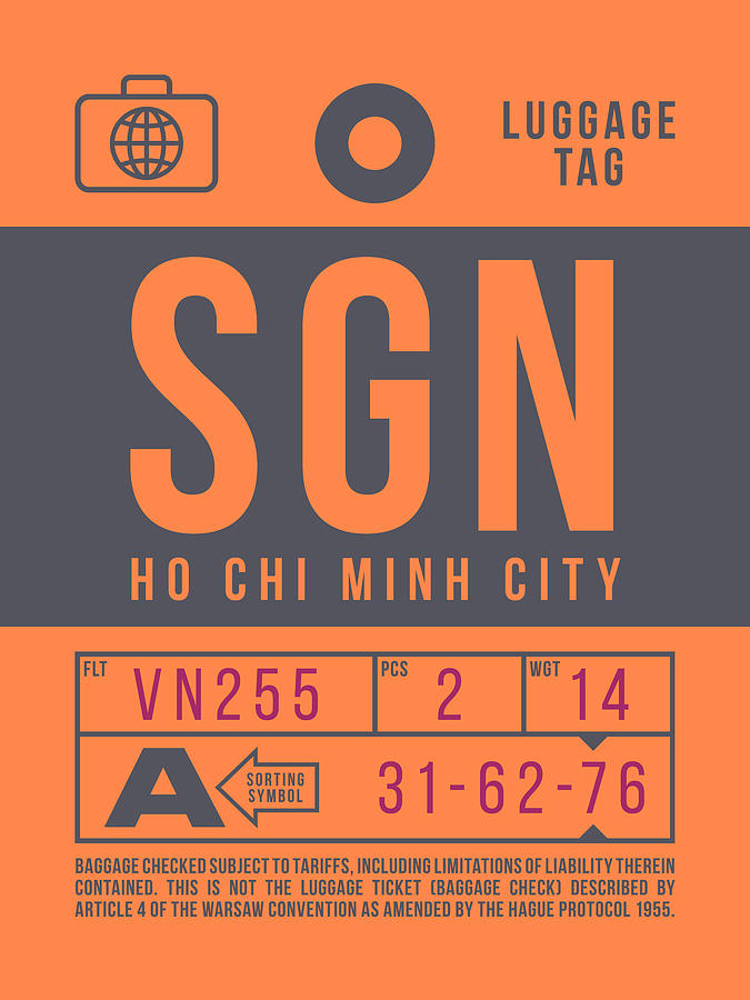 Airline Digital Art - Retro Airline Luggage Tag 2.0 - Sgn Ho Chi Minh City International Airport Vietnam by Ivan Krpan Airline Digital Art - Retro Airline Luggage Tag 2.0 - Sgn Ho Chi Minh City International Airport Vietnam by Ivan Krpan