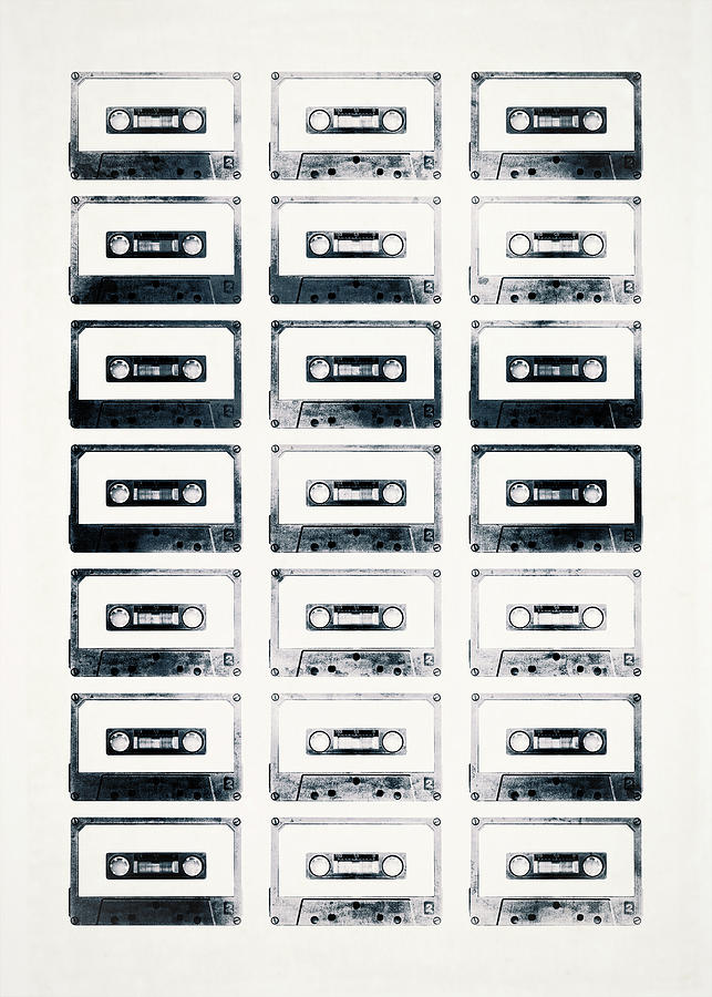 Music Mixed Media - Retro Black And White Cassettes Light by Tom Quartermaine