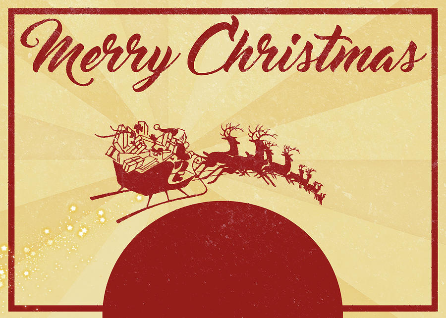 Retro Designs Merry Christmas Digital Art