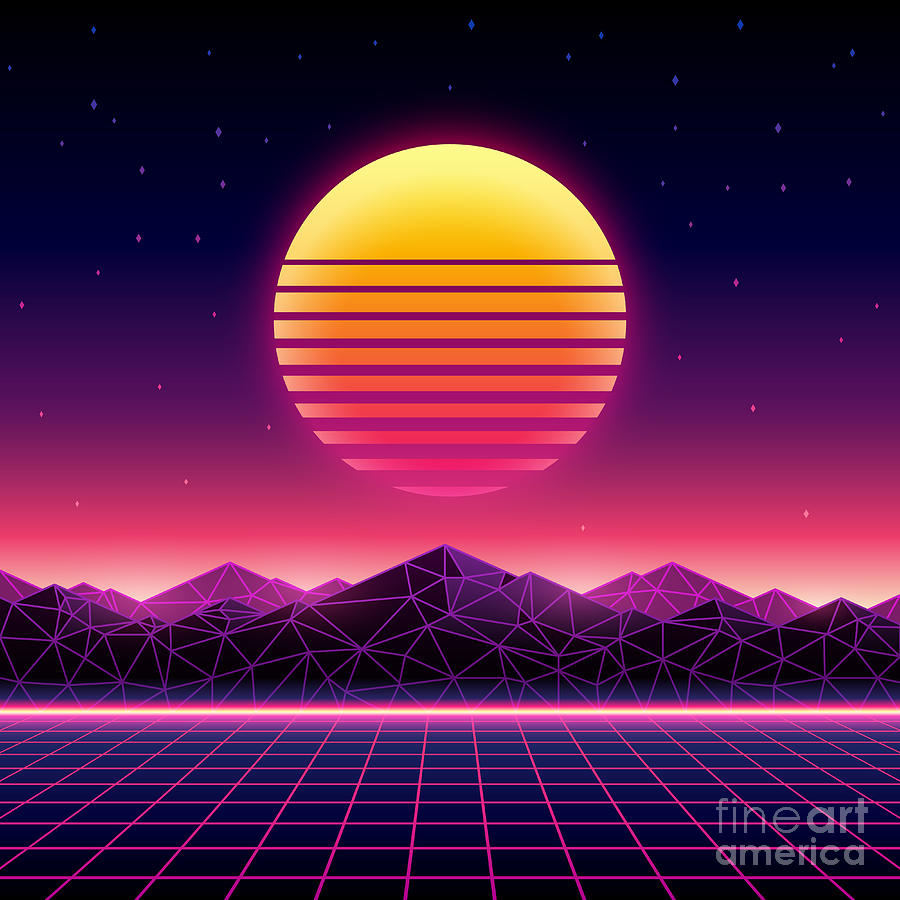 Retro Futuristic Background 1980s Digital Art by Kelvin Degree - Pixels ...