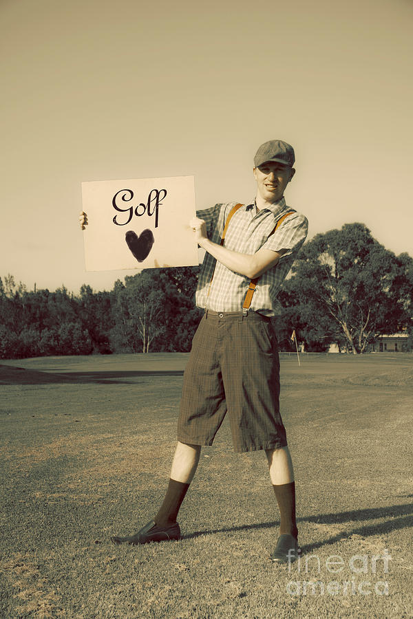Retro Golfer Holding Golf Love Sign Photograph by Jorgo Photography