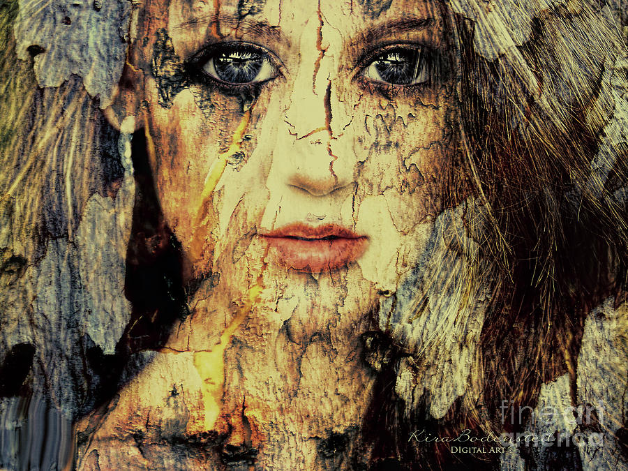 Retro portrait on bark Photograph by Kira Bodensted