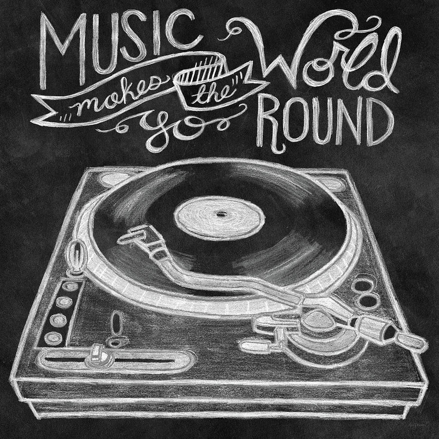 Music Mixed Media - Retro Record Player Chalk by Mary Urban