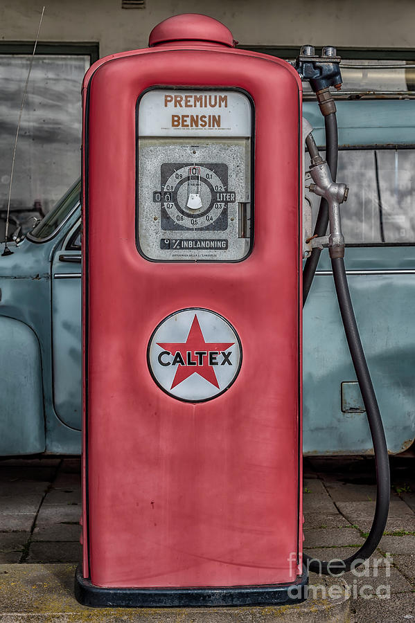 Transportation Photograph - Retro Red Petrol Pump by Antony McAulay