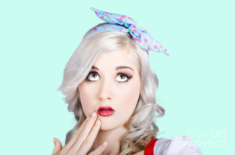 Retro style portrait of a blond girl with a bow Photograph by Jorgo Photography