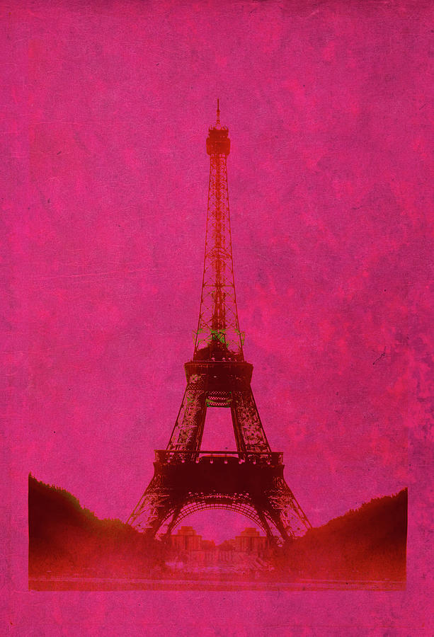 Retro-styled Eiffel Tower In Pink Photograph by Kathy Collins