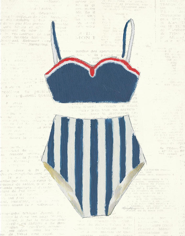 Summer Painting - Retro Swimwear IIi Newsprint by Emily Adams