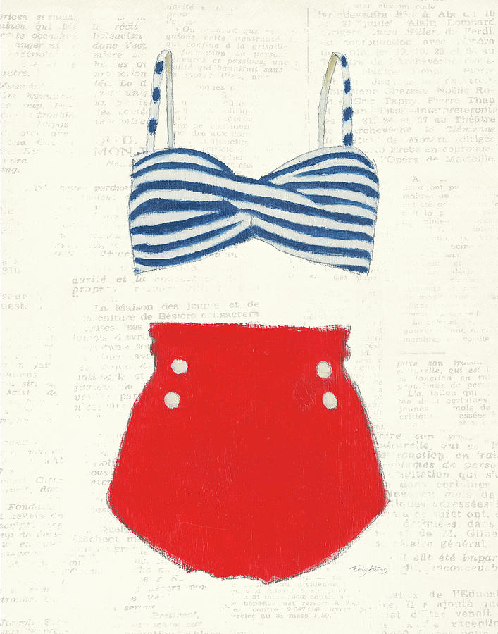 Summer Painting - Retro Swimwear Iv Newsprint by Emily Adams