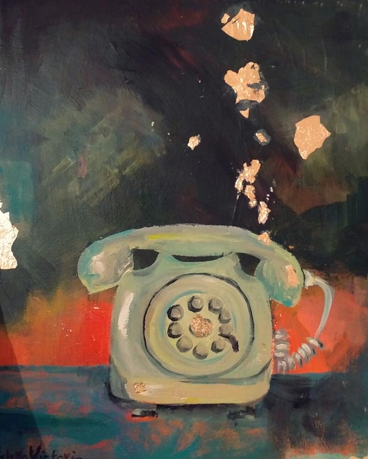 Retro Vintage Phone Painting by Zahra Maleki - Fine Art America