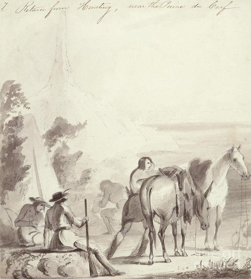 Horse Painting - Return From Hunting, C.1837 by Alfred Jacob Miller