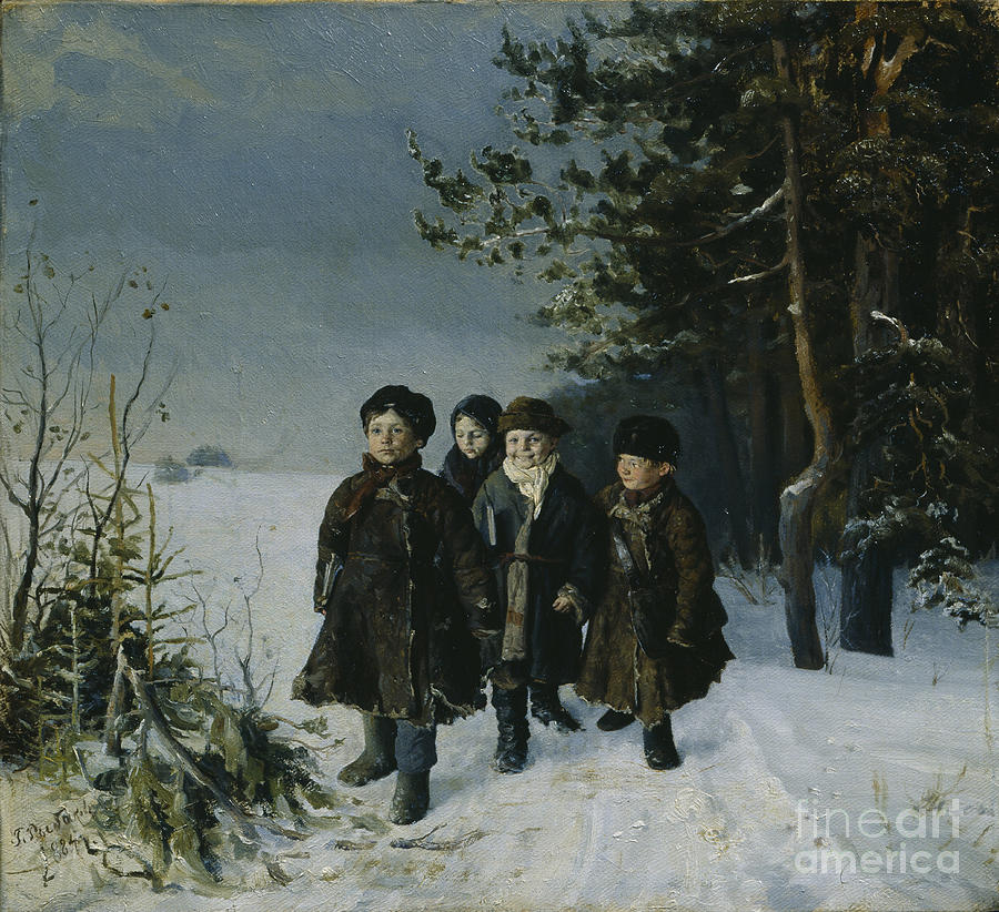 Return From School, 1884. Artist Drawing by Heritage Images