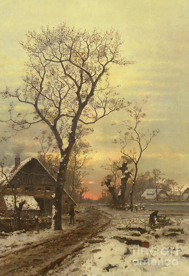 Returning home on a winter night Painting by Carl Schultze - Fine Art ...