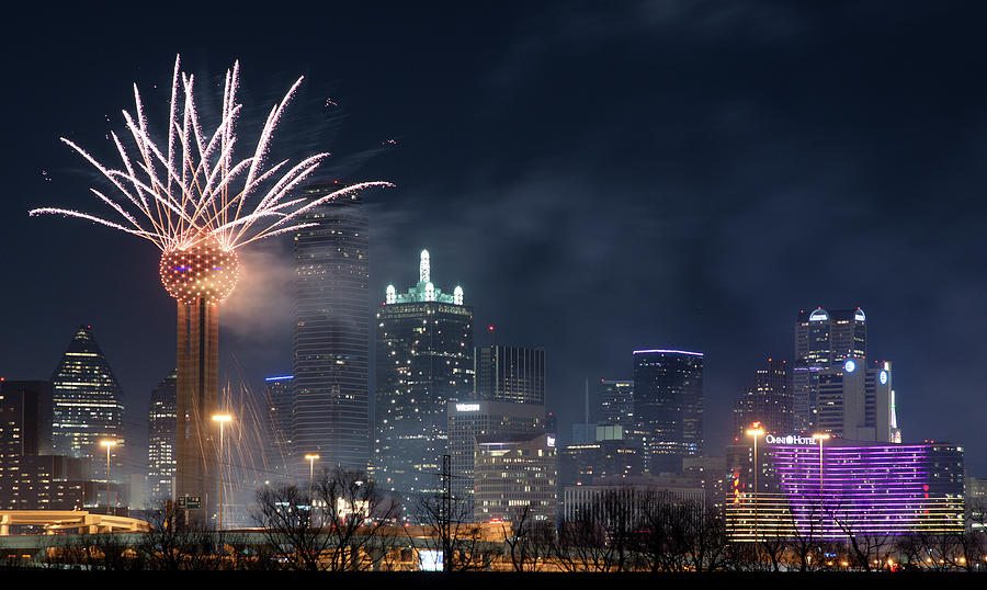Reunion Tower NYE 2019 V7 Photograph by Rospotte Photography Fine Art