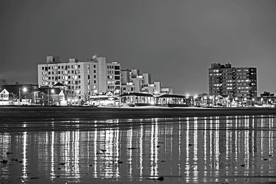 Revere Beach Reflection Ocean Ave Black and White Photograph by Toby McGuire