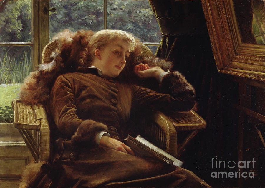 James Jacques Joseph Tissot Painting - Reverie Mrs newton Reclining In A Chair by James Jacques Joseph Tissot