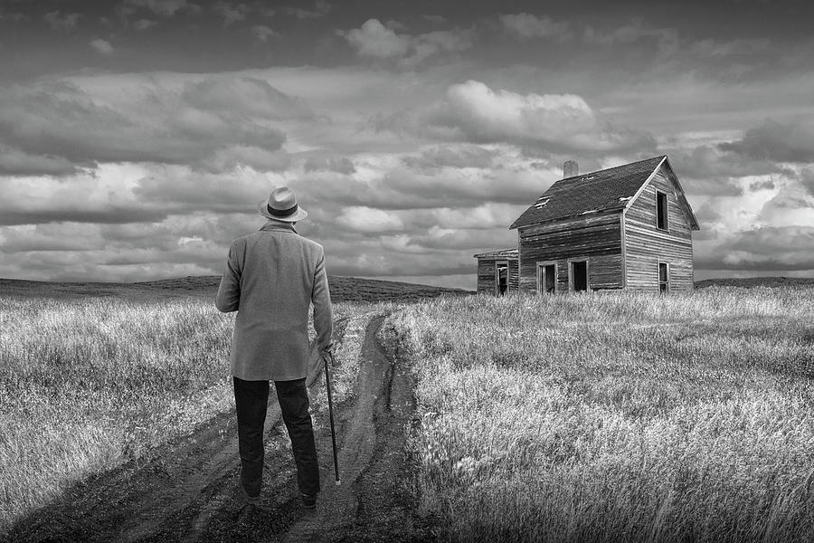 Revisiting the Old Homestead in Black and White Photograph by Randall Nyhof